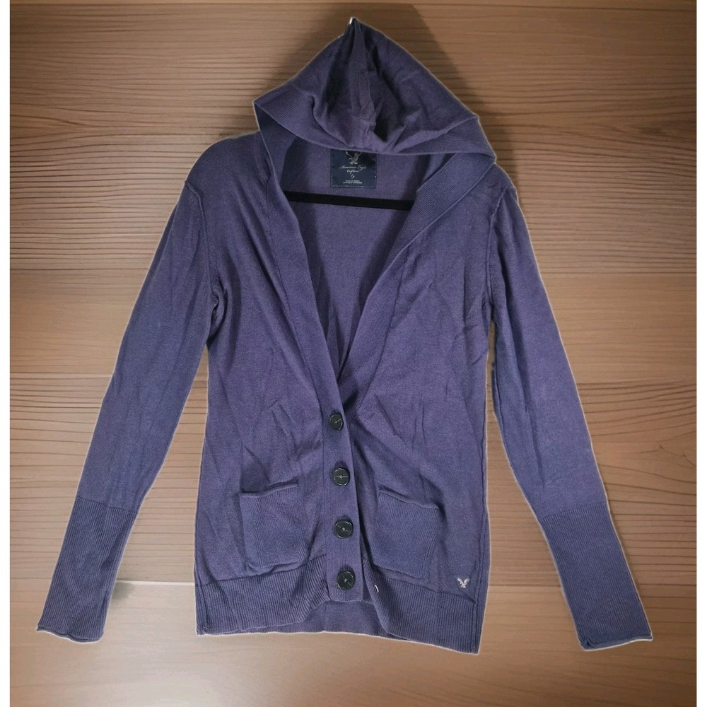 2000s Y2k American Eagle Outfitters Purple Hooded Cardigan Womens Large...